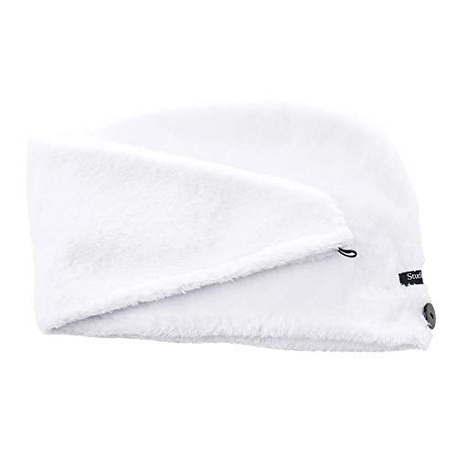 upper canada soap Studio Dry Ultra Absorbent Turban Hair Towel Wrap, White - Image 2