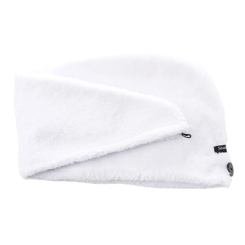 upper canada soap Studio Dry Ultra Absorbent Turban Hair Towel Wrap, White - Image 5