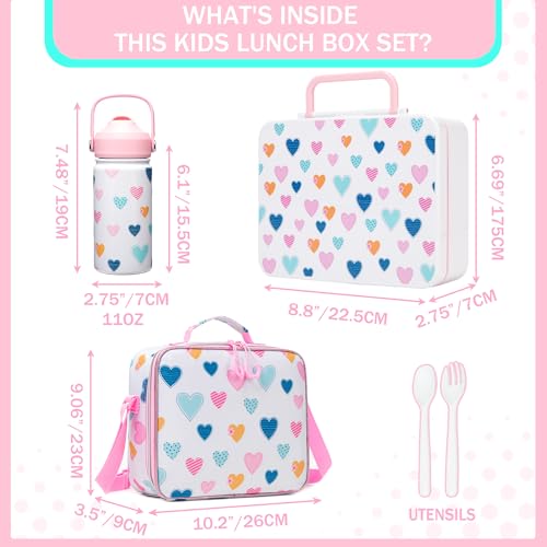 Oruiji Kids Bento Lunch Box with 6 Compartments Girls Lunch Box with Lunch Bag,Stainless Steel Water Bottle,Ice Pack & Utensils Set,Birthday Gifts for Ages 3-12 Back to School Toddler Girls - Image 2