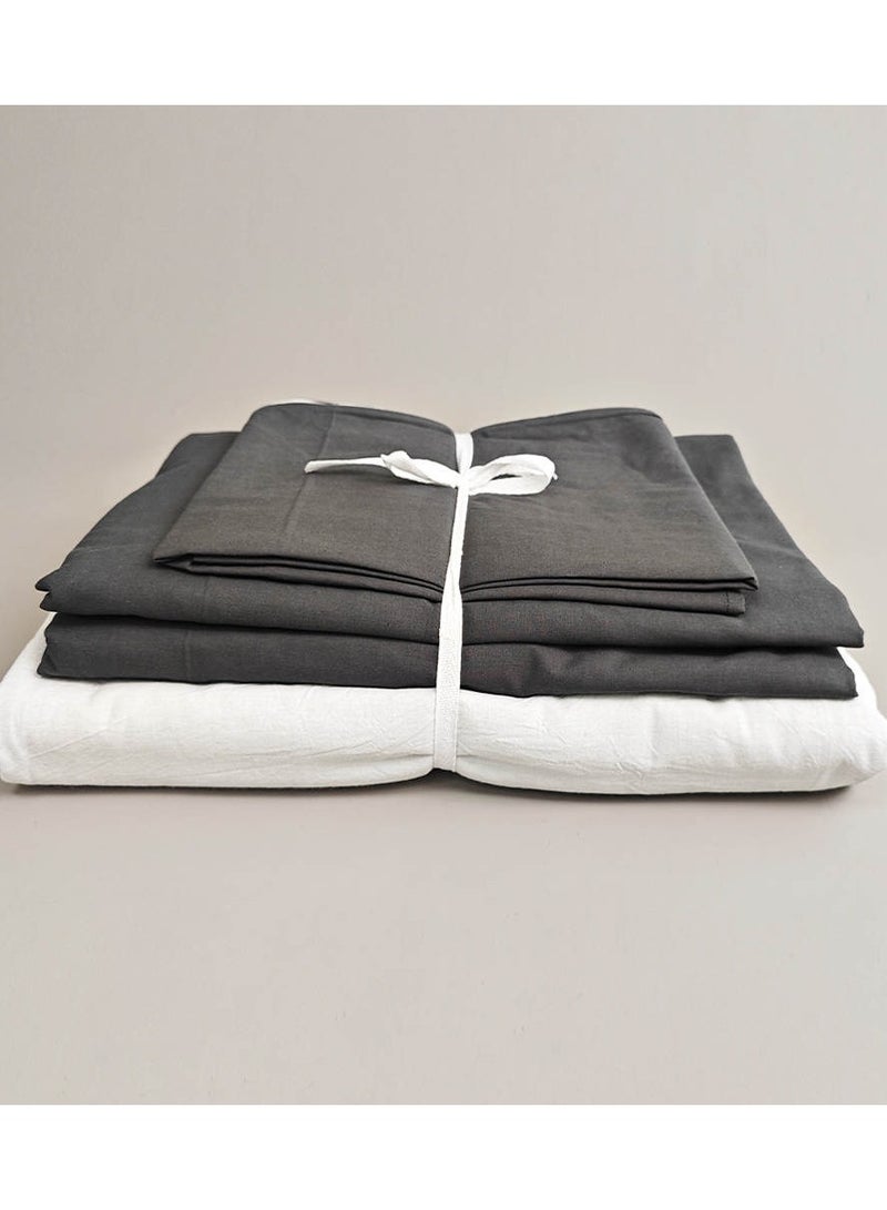 Lovstro 100% Cotton Duvet Cover Set, Premium 4pcs, Certified toxin-free, King Size, Reversible, Soft Bedding Sheets, 1 Duvet Cover With Zipper 220x240cm, 1 Fitted Sheet, 2 Pillowcases (Black & White) - Image 5