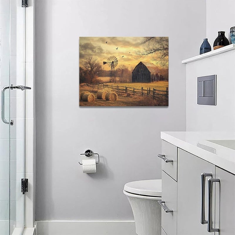 Fuzawet Rustic Farmhouse Wall Art with Barn and Windmill - Image 5