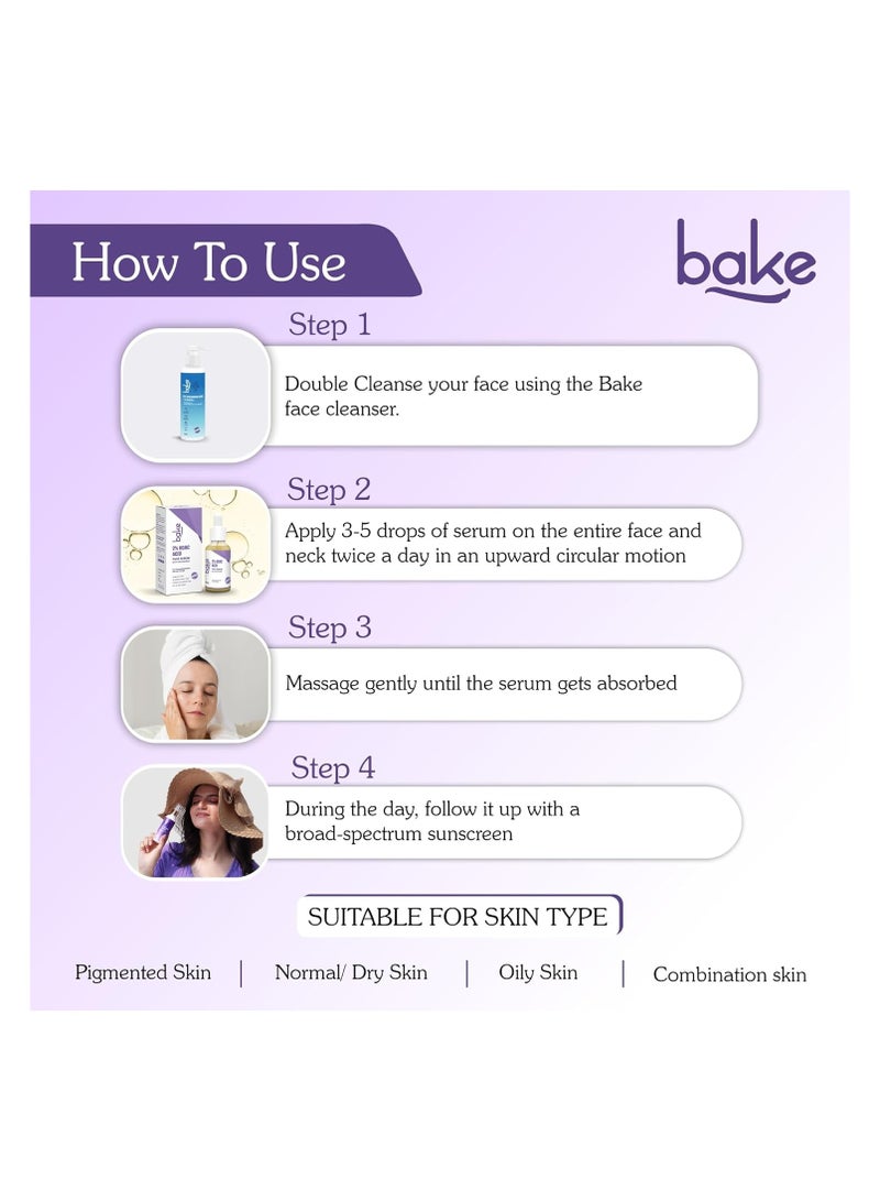 BAKE 2% Kojic Acid Face Serum with 5% Niacinamide & 2% Glycolic Acid for Pigmentation & Dark Spots | For Dark Circles, Tan Removal & Sun Damaged Skin | Skin Brightening & Glowing | 30ml - Image 5