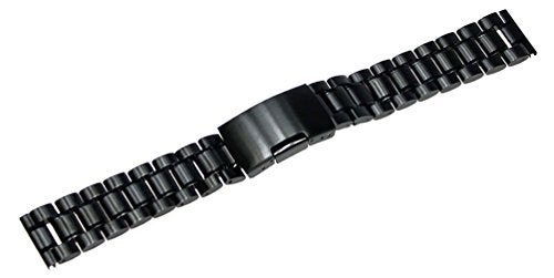 RECHERE Stainless Steel Bracelet Watch Band Strap Straight End Solid Links Color Black (18mm) - Image 2