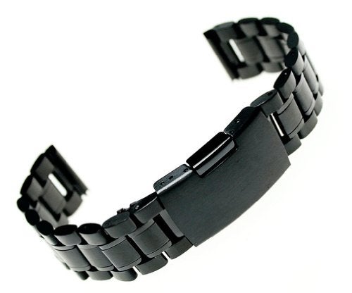 RECHERE Stainless Steel Bracelet Watch Band Strap Straight End Solid Links Color Black (18mm) - Image 5