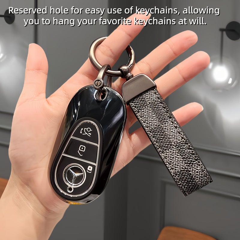Grey TPU Soft Car Key Fob Cover for Mercedes 3 Button Remote Compatible with A C Class GLE GLS - Image 2