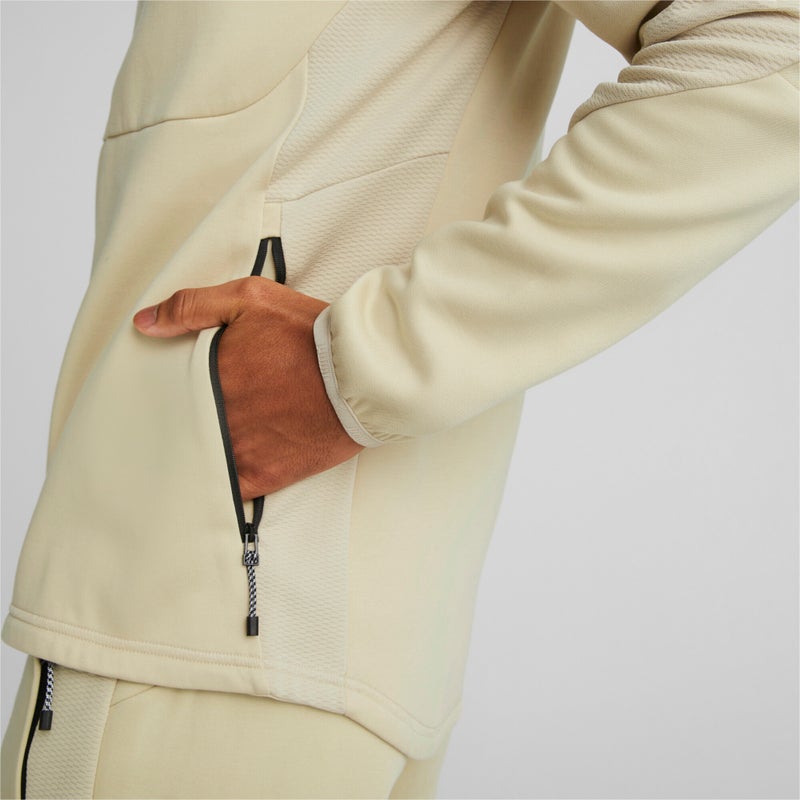 PUMA EVOSTRIPE Mens Beige Full-Zip Hoodie - Image 4