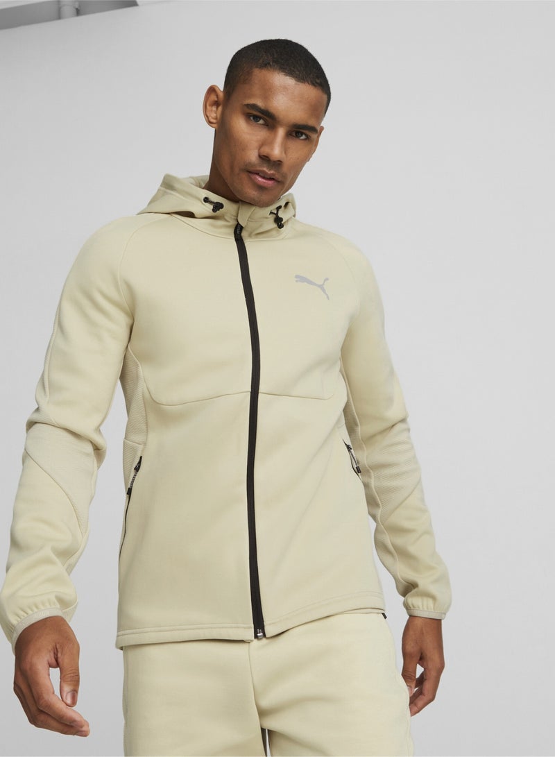 PUMA EVOSTRIPE Mens Beige Full-Zip Hoodie - Image 1