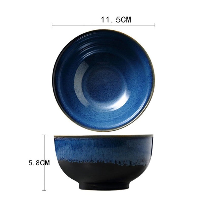 Japanese Style Ceramic Ramen Bowl Set of 2 Azure Glaze Porcelain Noodle Soup Rice Salad Bowls - Image 3