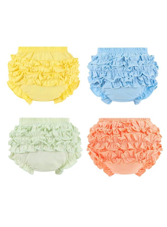 Orinery Infant Bloomers Underwear Ruffle Diaper Cover for Baby Girls Toddler Kids Cotton Shorts Panties 4-Pack, Nhs75-b, 3-4 Years - Image 1