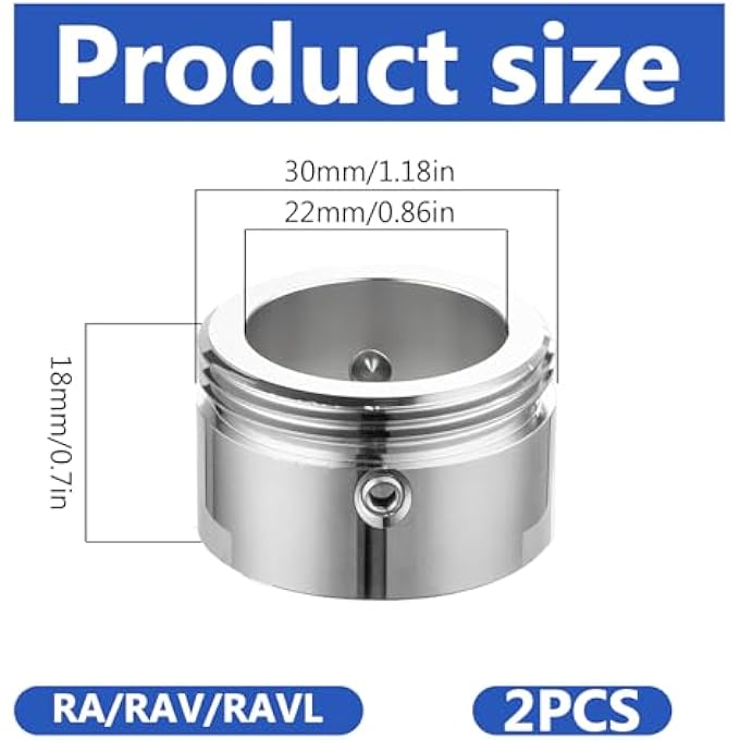 RADIATOR THERMOSTAT ADAPTER M30 X 1.5 304 STAINLESS STEEL HEATING VALVE ADAPTER FOR RA/RAV/RAVL VALVES, THERMOSTAT ADAPTER WITH HEX KEY RADIATOR ACCESSORIES FOR DANFOSS RADIATOR VALVES PACK OF 2 - Image 3