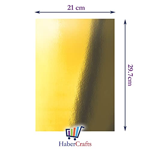 Habercrafts Gold Mirror Card A4 Gold Card Metallic Mirror Board Thick 250gsm Card Shiny Golden Sheets Mirror Foil Activity Craft Cardstock Reflective Shimmer Mirror Finish (Gold - 10 Sheets) - Image 2
