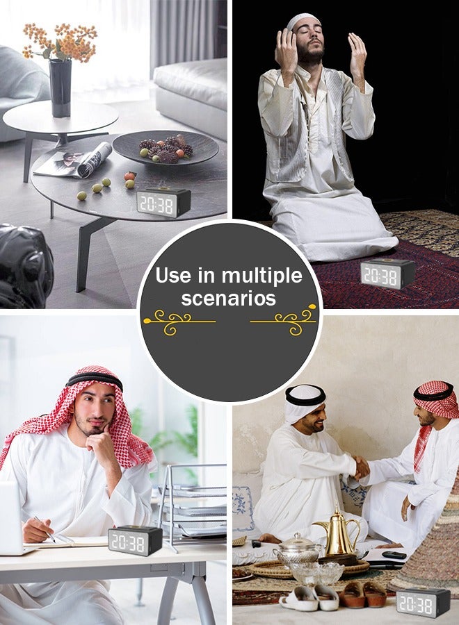 تلواح سماعة قرآن مسلم مع منبه أذان، ساعة منبه إسلامية للطاولة مع تذكير رقمي بأوقات الصلاة، هدية رمضان، ساعة منبه للصلاة - Image 4