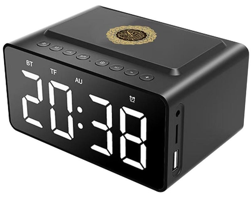 تلواح سماعة قرآن مسلم مع منبه أذان، ساعة منبه إسلامية للطاولة مع تذكير رقمي بأوقات الصلاة، هدية رمضان، ساعة منبه للصلاة - Image 1