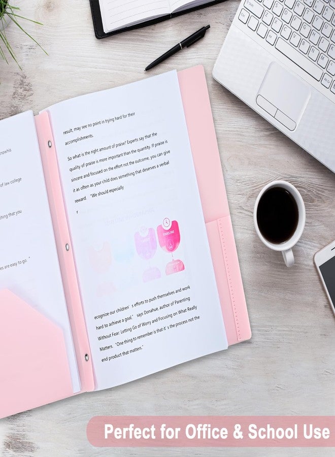 XRUNMIX Two-Pocket-Folders with 3 Prongs, Letter Size Plastic Folders with Pockets and Prongs, Poly Plastic Folders for Office & School. 6 Pastel Colors (Pink - 6 Packs) - Image 5