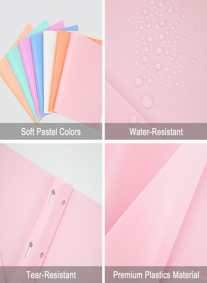 XRUNMIX Two-Pocket-Folders with 3 Prongs, Letter Size Plastic Folders with Pockets and Prongs, Poly Plastic Folders for Office & School. 6 Pastel Colors (Pink - 6 Packs) - Image 3