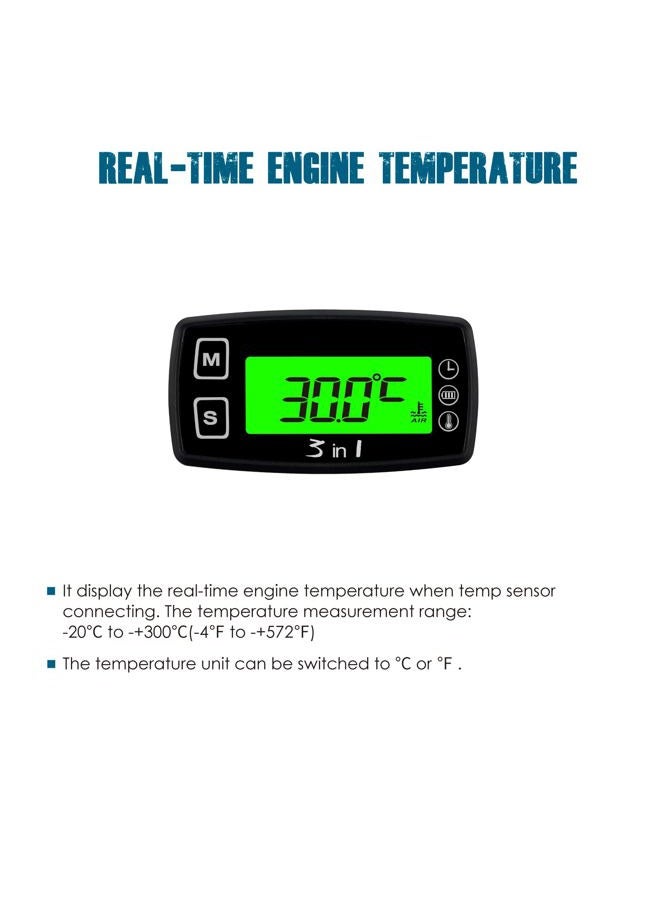 Runleader RL-TM005 Celsius temperature thermometer with voltmeter clock temp sensor for ATV UTV dirtbike motobike motocycle outboards snowmobile pitbike PWC marine boat waterproof - Image 2
