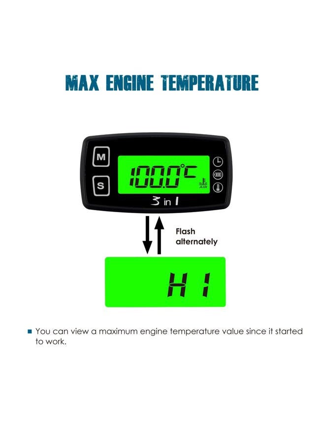 Runleader RL-TM005 Celsius temperature thermometer with voltmeter clock temp sensor for ATV UTV dirtbike motobike motocycle outboards snowmobile pitbike PWC marine boat waterproof - Image 3