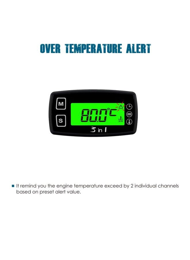 Runleader RL-TM005 Celsius temperature thermometer with voltmeter clock temp sensor for ATV UTV dirtbike motobike motocycle outboards snowmobile pitbike PWC marine boat waterproof - Image 4