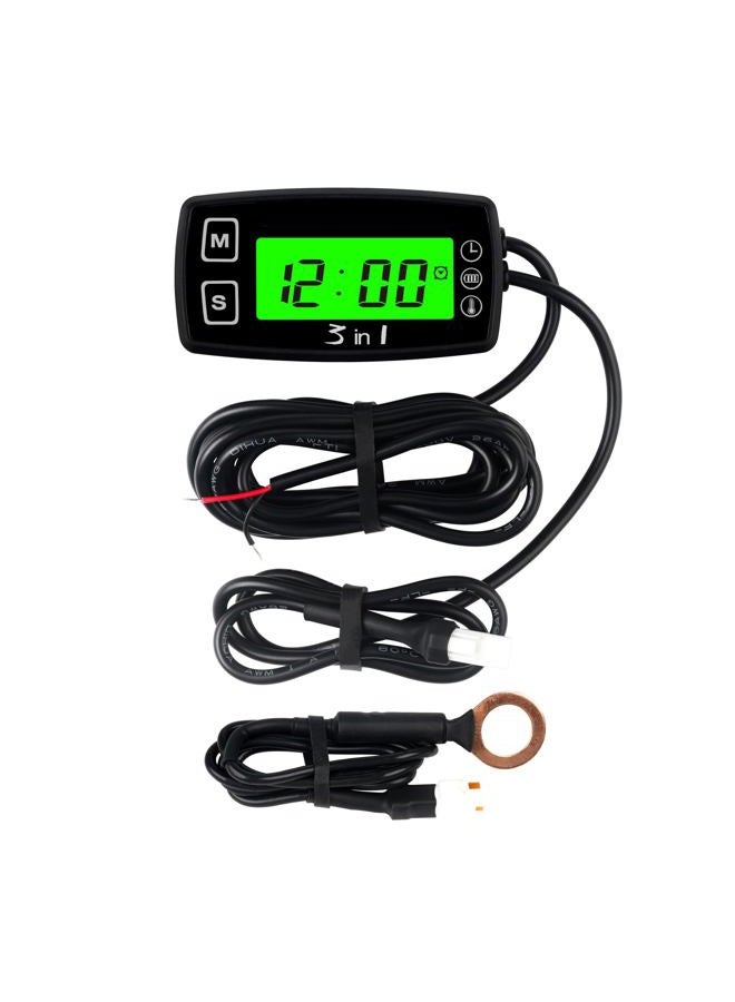 Runleader RL-TM005 Celsius temperature thermometer with voltmeter clock temp sensor for ATV UTV dirtbike motobike motocycle outboards snowmobile pitbike PWC marine boat waterproof - Image 1
