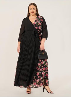 Styli Print 3/4th Sleeves A-Line Maxi Dress  - Image 2