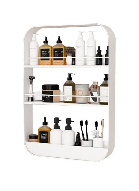 3-Layer Carbon Steel Wall Mounted Carbon Steel Bathroom Shelf Shower Shelf 60x40x10cm