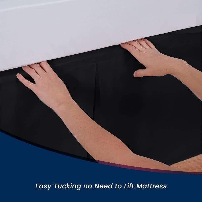 Comfort Bedding Collection تنورة سرير سحرية بحجم كينغ 18 بوصة انخفاض 100% مزيج قطن بدون رافع مرتبة تنورة سرير ملفوفة حول السرير مع زوايا غير مقسمة - اللون أسود - Image 3