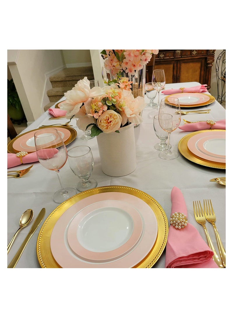 Bluejw Golden Napkin Rings 6Pcs Flower Pearl Rhinestone Ring Holder for Wedding Party Home Kitchen Dining Table Linen Accessories Hotel Diamond Buckle Metal - Image 4