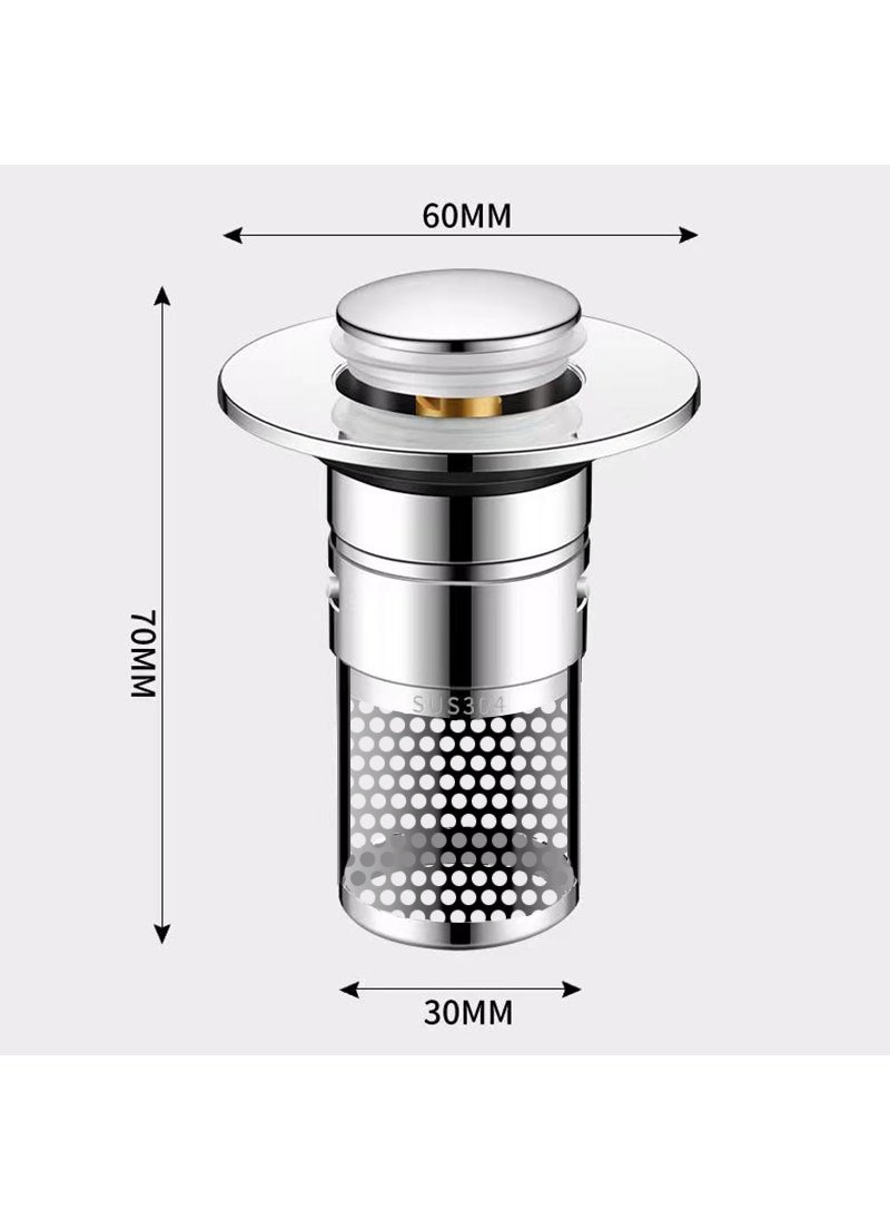 Generic - 304 Stainless Steel Sink Pop-up Drain PlugSquare net refined copper deodorant core Square net refined copper deodorant core - Image 1