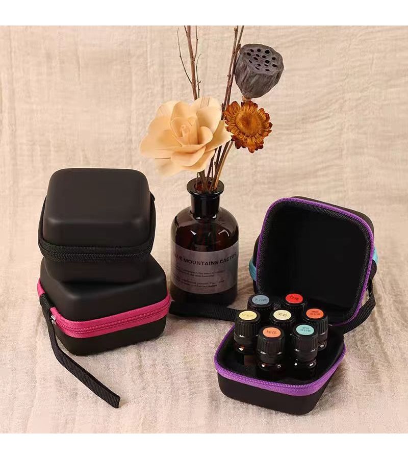 1pc Purple Zipper 7 Hole Foam Pad Essential Oil Storage Box With Removable Dividers Lightweight Holds 0.17oz Bottles Ideal For Nail Polish Rhinestones Storage Rack Casual Style No Washing Required - Image 2