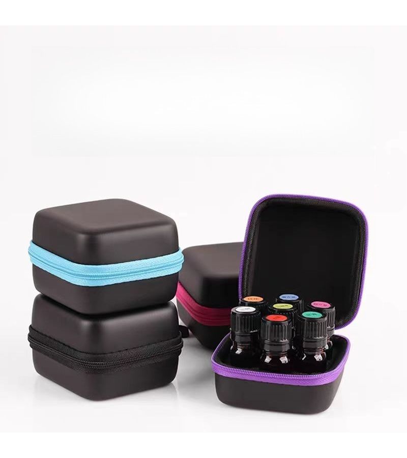 1pc Purple Zipper 7 Hole Foam Pad Essential Oil Storage Box With Removable Dividers Lightweight Holds 0.17oz Bottles Ideal For Nail Polish Rhinestones Storage Rack Casual Style No Washing Required - Image 1