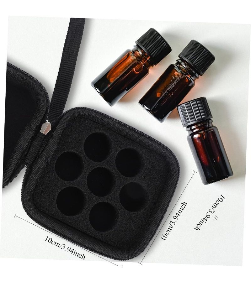 1pc Purple Zipper 7 Hole Foam Pad Essential Oil Storage Box With Removable Dividers Lightweight Holds 0.17oz Bottles Ideal For Nail Polish Rhinestones Storage Rack Casual Style No Washing Required - Image 4