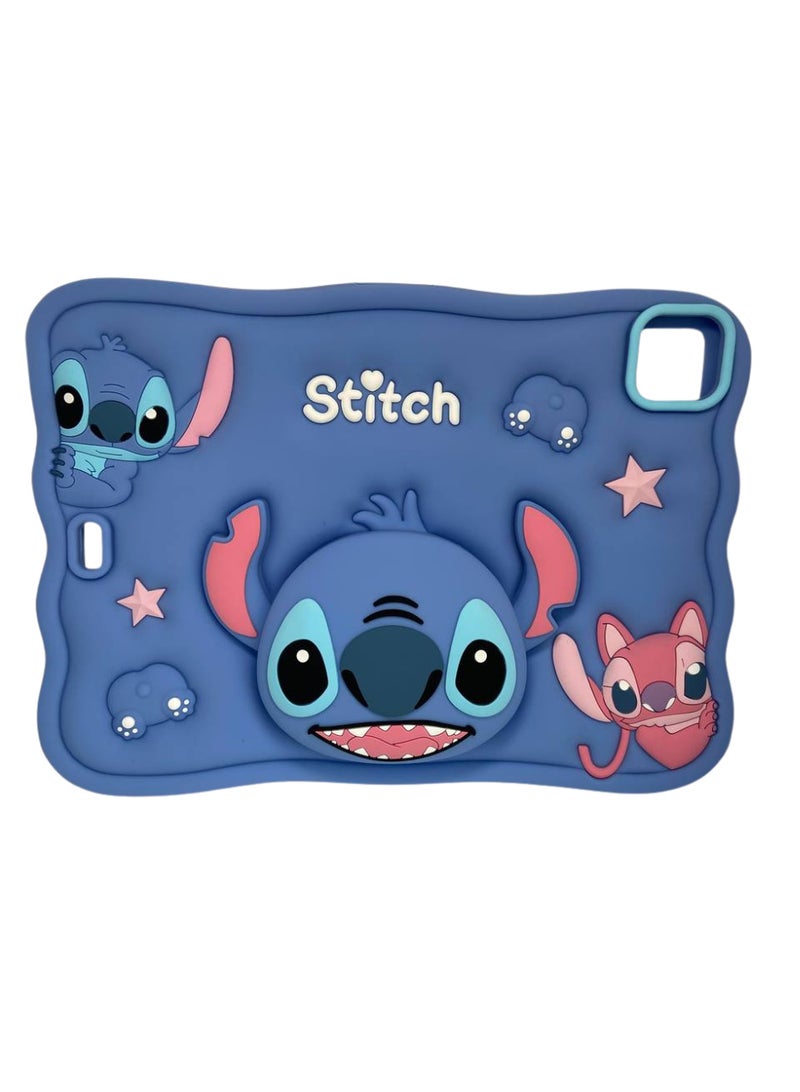 STITCH Cover Cartoon 3D Silicon Handle Stand Cover For iPad10.9\air6-2022-2018-2023\Generation Case10.9 Inch, (With Rope) - Image 1