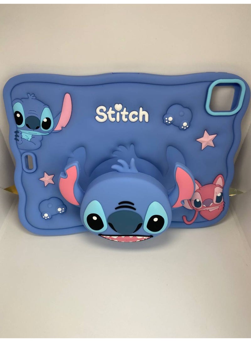 STITCH Cover Cartoon 3D Silicon Handle Stand Cover For iPad10.9\air6-2022-2018-2023\Generation Case10.9 Inch, (With Rope) - Image 3