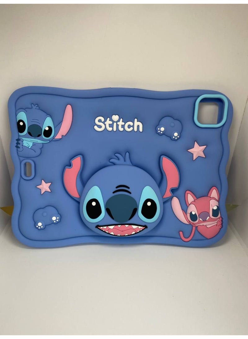 STITCH Cover Cartoon 3D Silicon Handle Stand Cover For iPad10.9\air6-2022-2018-2023\Generation Case10.9 Inch, (With Rope) - Image 2