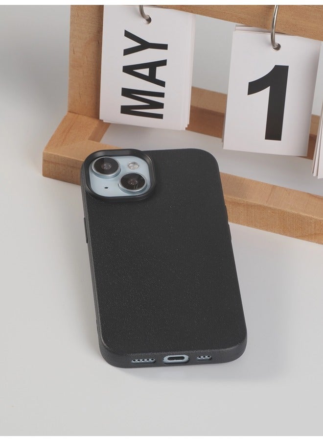 ShebSheb Faux Leather Texture Phone Case Compatible with iPhone 15,Slim TPU Soft Shockproof Protective Case - Image 3