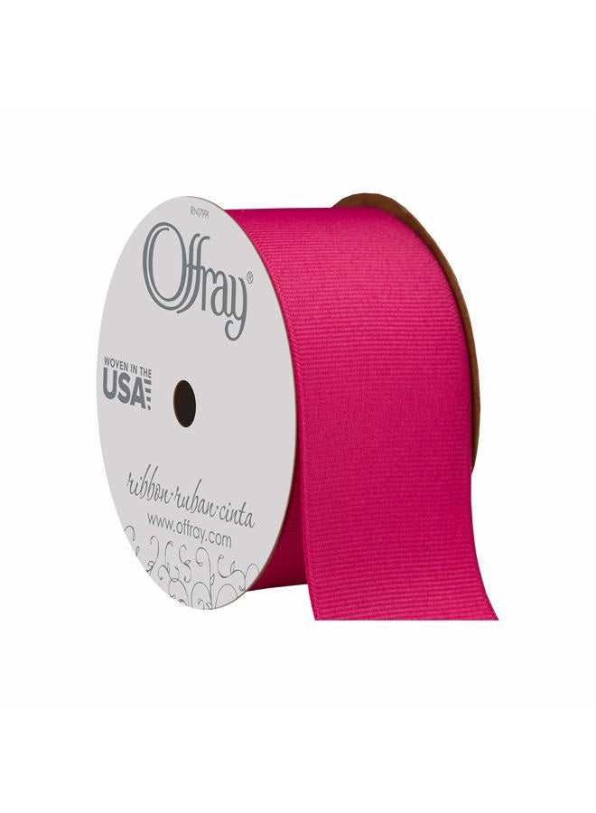 Offray Grosgrain Craft Ribbon, 1 1/2-Inch x 12-Feet, Shocking Pink - Image 1