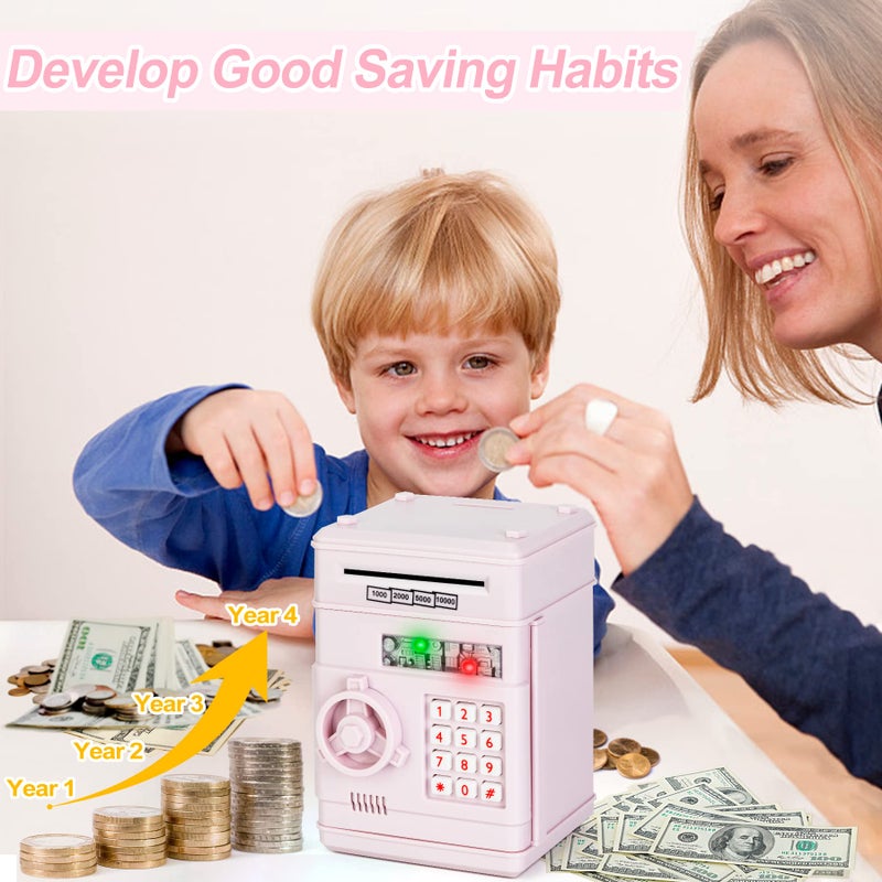 Refasy Electronic Piggy Bank Money Safe Password Money Box for Kids Ages 3+, ATM Bank Safe Coin Cash Banks Money Saving Box, Birthday for Boys Girls 3 4 5 6 7 8 9 10 Years Old - Image 2