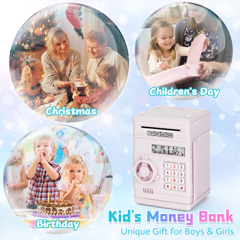 Refasy Electronic Piggy Bank Money Safe Password Money Box for Kids Ages 3+, ATM Bank Safe Coin Cash Banks Money Saving Box, Birthday for Boys Girls 3 4 5 6 7 8 9 10 Years Old - Image 5