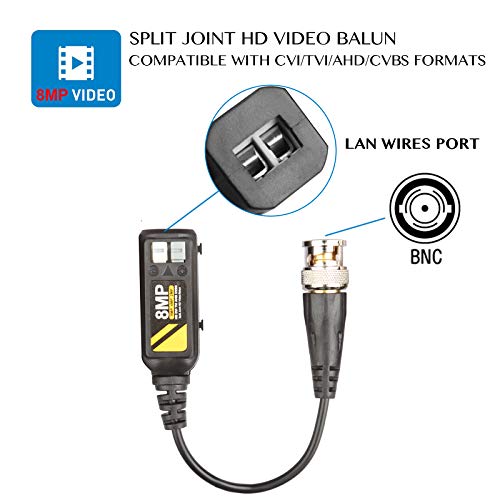 heneng 20 Pairs Video Balun Connectors Passive AHD/TVI/CVI/CVBS Signal Transceivers Max. 8MP Compatible with 720P/960P/1080P/3MP/5MP - Image 2