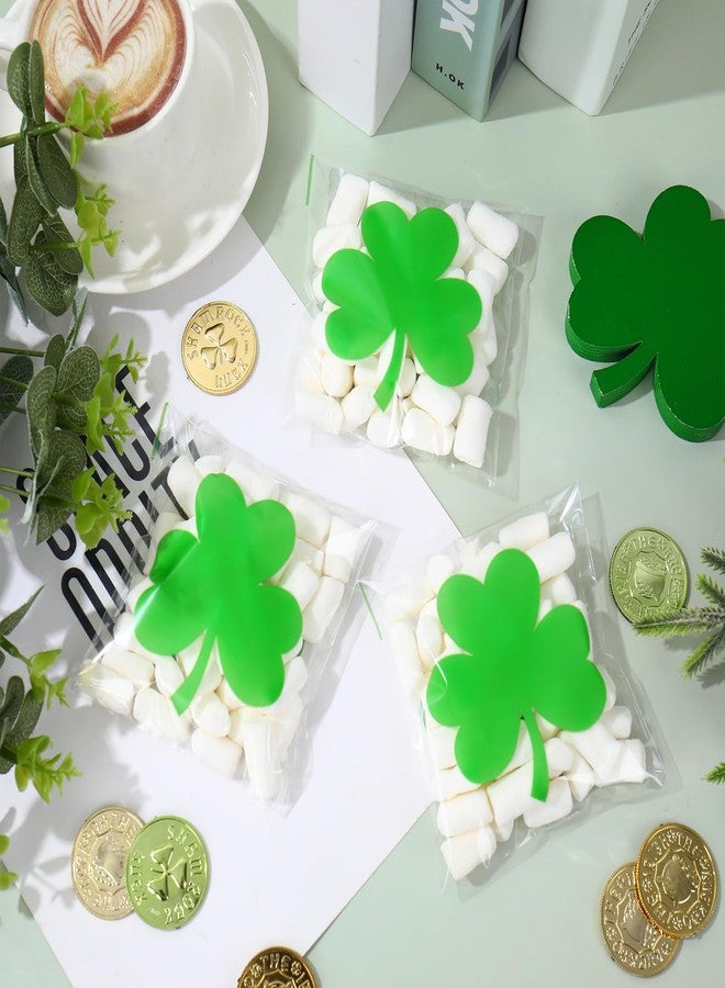 Whaline 320 Pcs St. Patrick's Day Self Adhesive Treat Bag Clear Cellophane Candy Bags Green Shamrock Clover Plastic Goodie Bags for Irish Holiday Party Favors Supplies - Image 5
