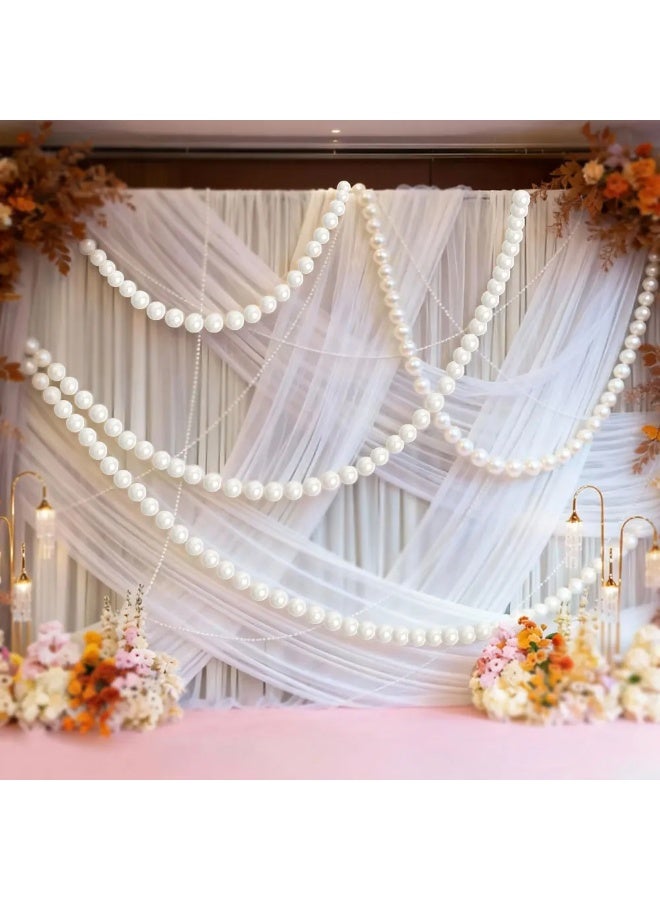 Simulated Pearl String Garland White Ball Hanging Decor for Wedding Backdrop - Image 3