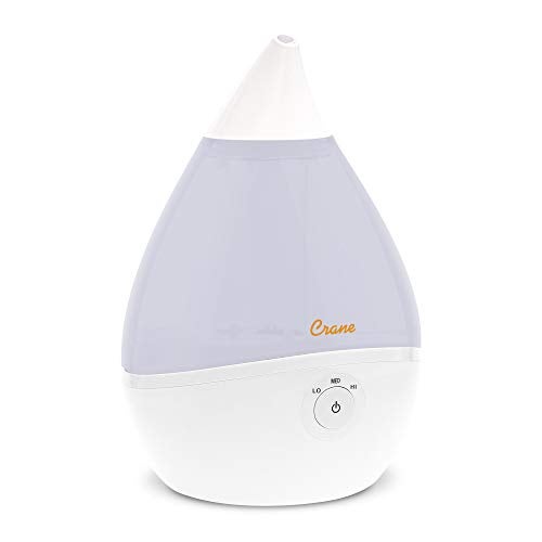 Crane Teardrop Ultrasonic Cool Mist Humidifier for Baby Nursery, 0.5 Gallon, Adjustable Settings, Essential Oil Diffuser White - Image 1