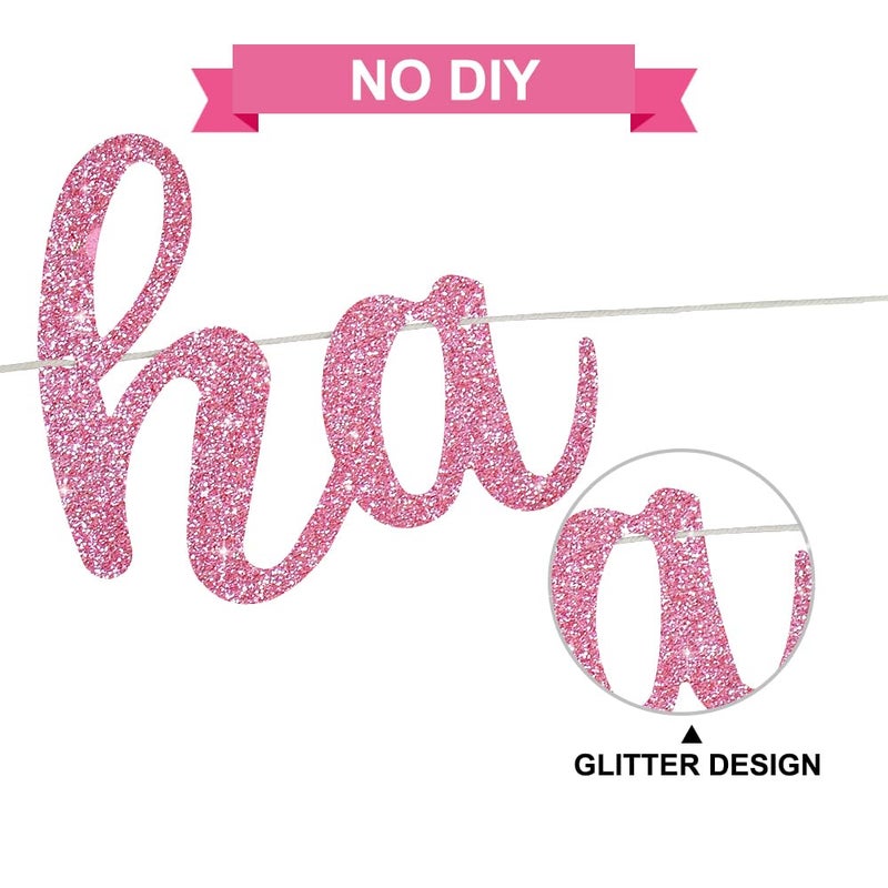 BEISHIDA Pink Glitter Happy Sweet 16 Birthday Banner, Pre-Strung Glitter Happy 16 Birthday Decoration for Girlsï¼ŒHappy 16th Birthday Sign for Women, Girls - Image 3