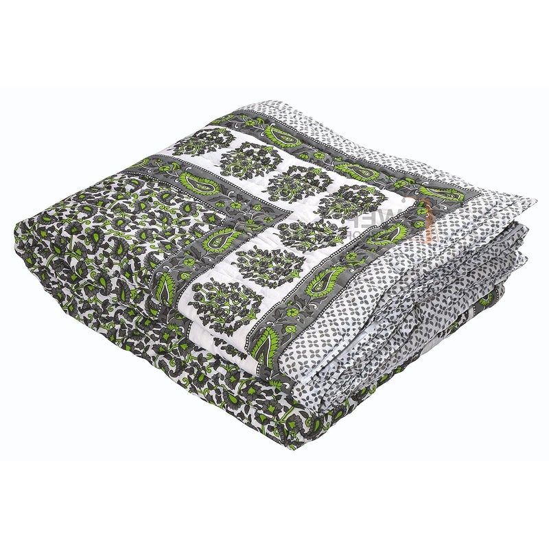 Namaste India Namaste India 210 TC Double Bed Jaipuri Razai Organic Pure Cotton Jaipuri rajai Ac Quilt for Winter and Summer Soft Light Weight Rajasthani Traditional Cotton Comforter 87 x 102 inch Grey Pack of 1  - Image 4