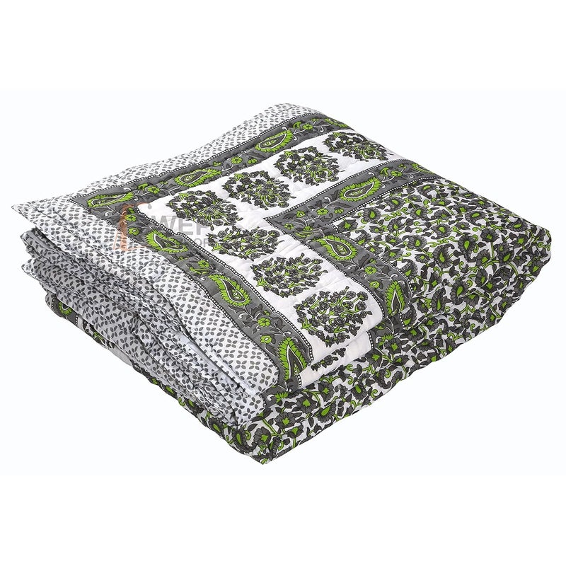 Namaste India Namaste India 210 TC Double Bed Jaipuri Razai Organic Pure Cotton Jaipuri rajai Ac Quilt for Winter and Summer Soft Light Weight Rajasthani Traditional Cotton Comforter 87 x 102 inch Grey Pack of 1  - Image 1