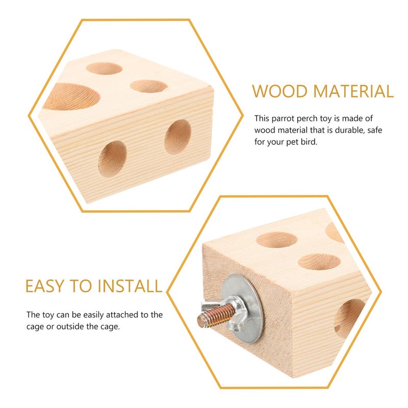 Parrot Natural Wood Block Chewing Perch Stand For Cockatoos Teeth Grinding Toy Suitable For Cage And Playtime - Image 4