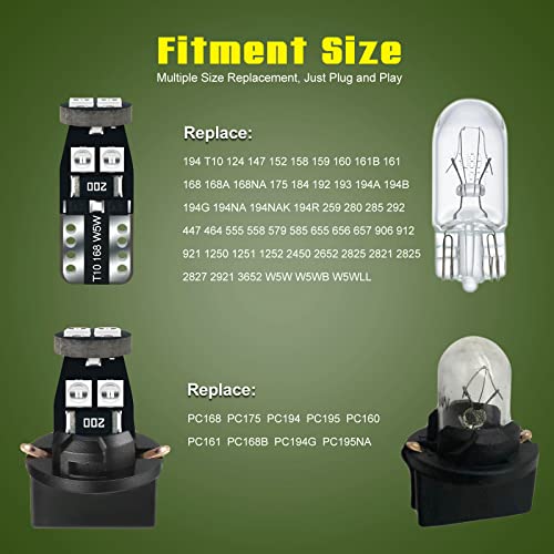 DODOFUN Blue T5 PC74 PC37 PC118 T10 PC168 PC175 PC194 PC194B PC195 PC160 PC161 Instrument Cluster Light LED Bulb Replacement 37 74 73 2723 2721 158 168 194 2825 Dashboard Panel Gauge Indicator Lamp N Sockets - Image 3