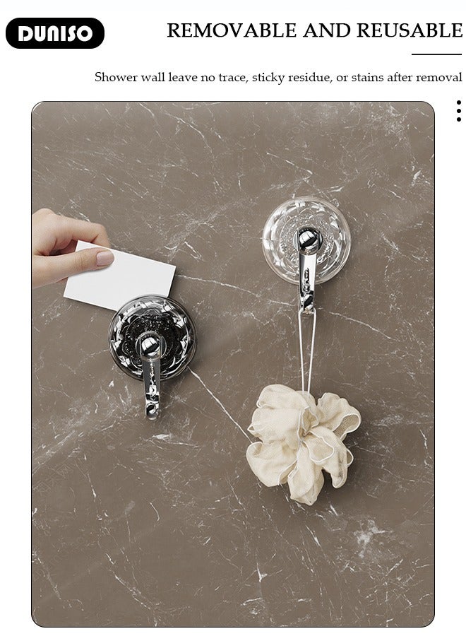 DUNISO 4pcs Powerful Suction Hook, Heavy Duty Suction Cup Hooks, Drill-Free Waterproof Shower Suction Hanger and Towel Hook, Removeable and Reusable Suction Cup for Window Glass Door Kitchen Bathroom - Image 2