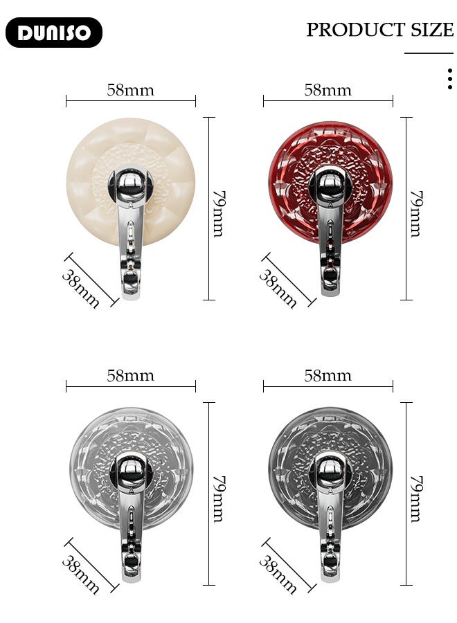 DUNISO 4pcs Powerful Suction Hook, Heavy Duty Suction Cup Hooks, Drill-Free Waterproof Shower Suction Hanger and Towel Hook, Removeable and Reusable Suction Cup for Window Glass Door Kitchen Bathroom - Image 4