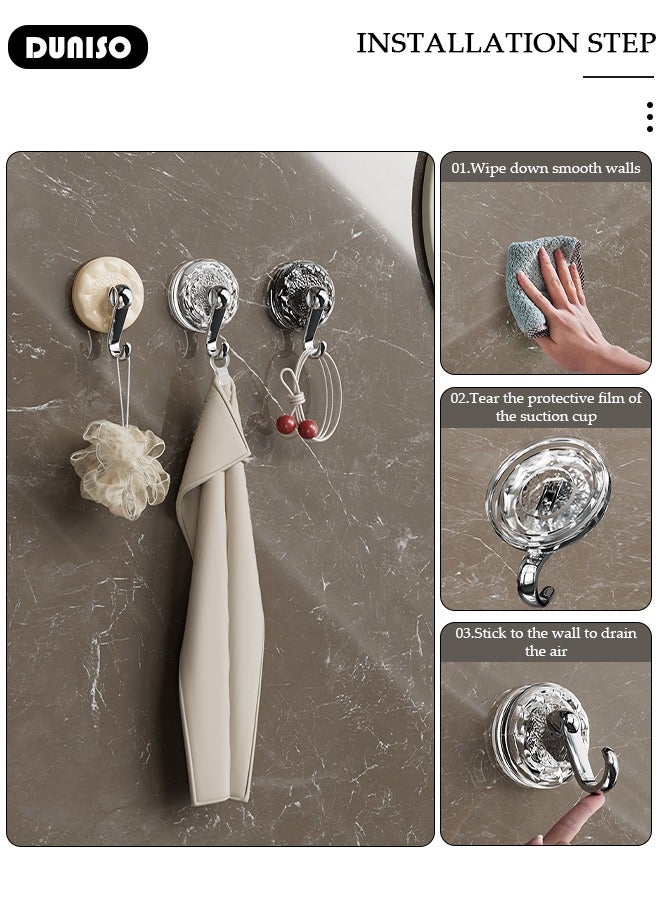DUNISO 4pcs Powerful Suction Hook, Heavy Duty Suction Cup Hooks, Drill-Free Waterproof Shower Suction Hanger and Towel Hook, Removeable and Reusable Suction Cup for Window Glass Door Kitchen Bathroom - Image 5